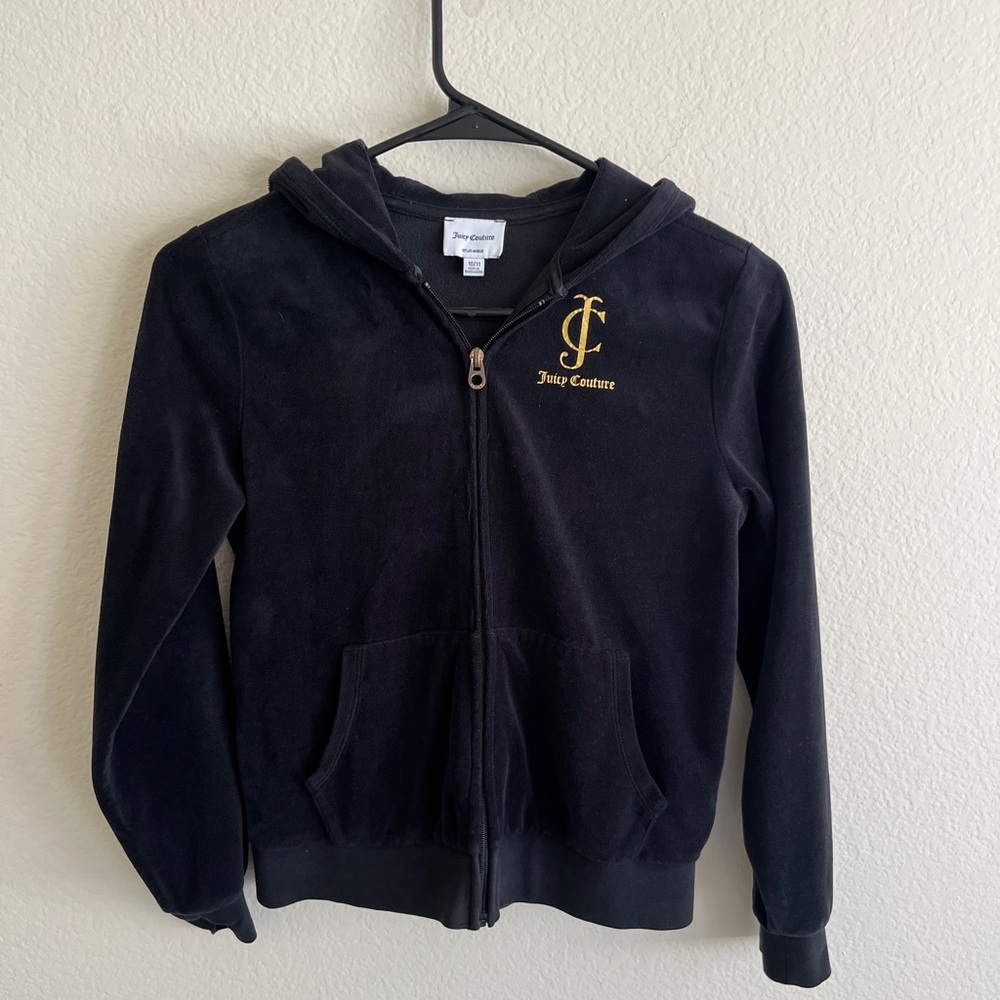 Juicy Couture Black Velour Zip Hoody age 10/11 Kids tween teen